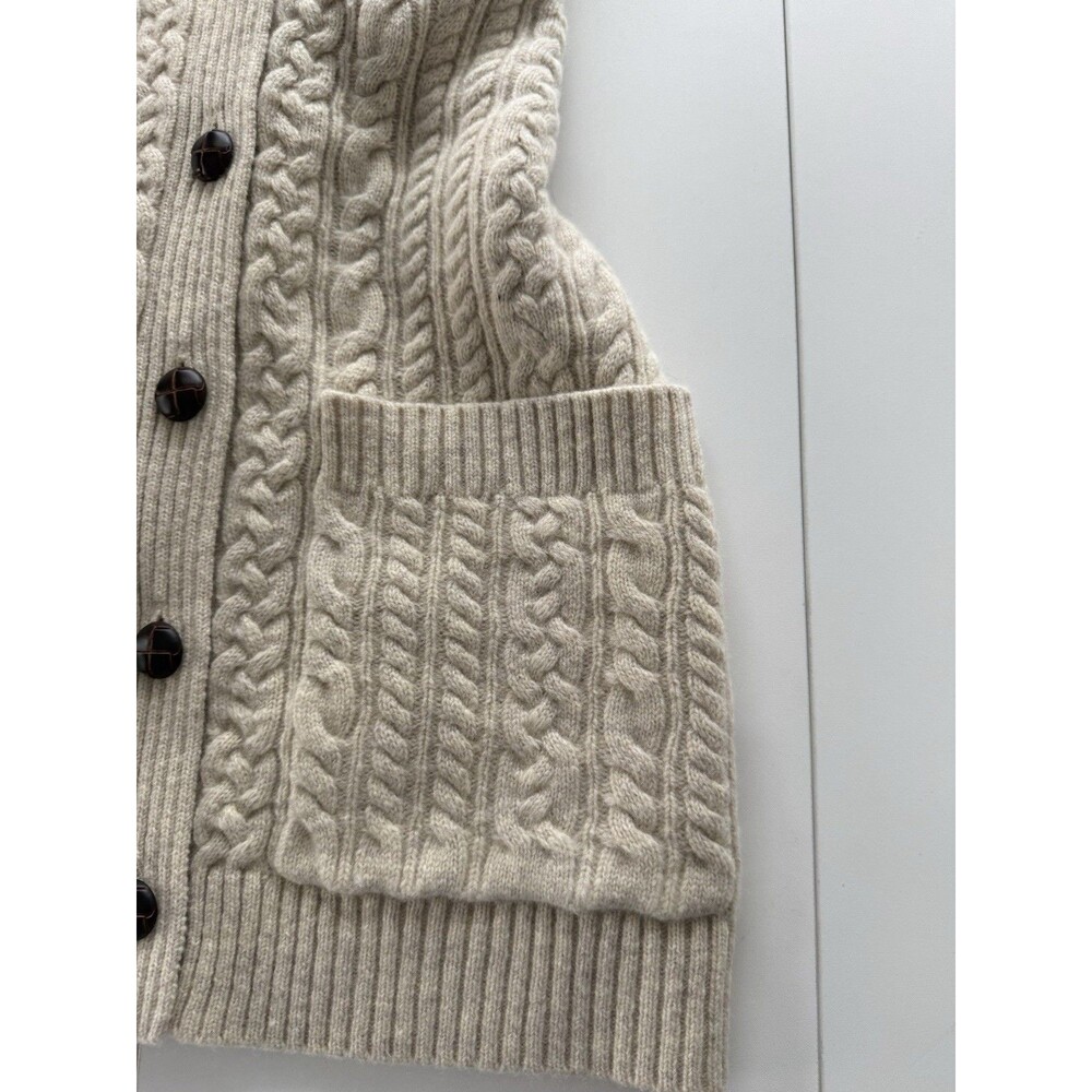 Duluth Trading Wool Cashmere Blend Fisherman Cable Knit Cardigan Sweater S - Picture 13 of 14